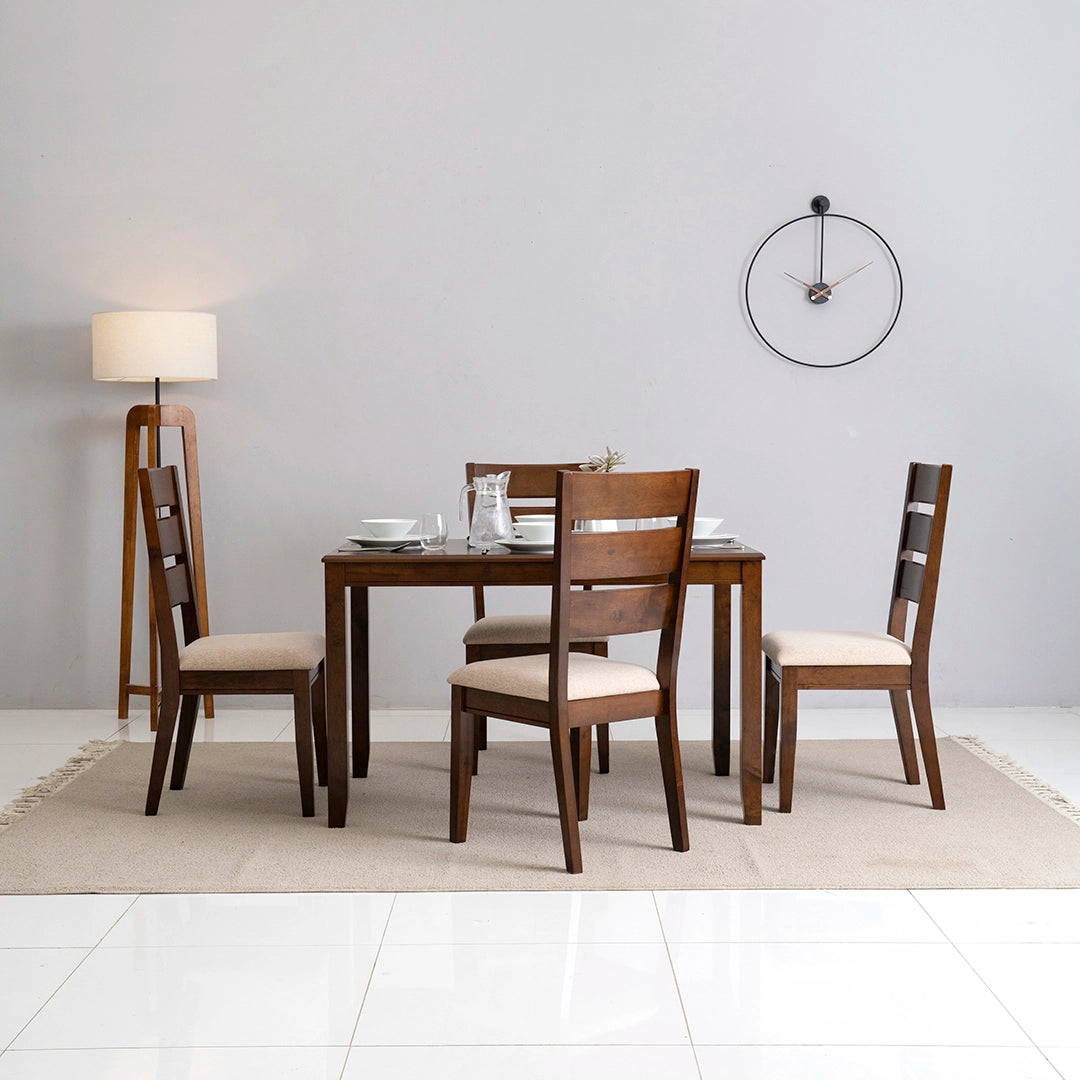 4-Seater Dining Set – Cappuccino Finish