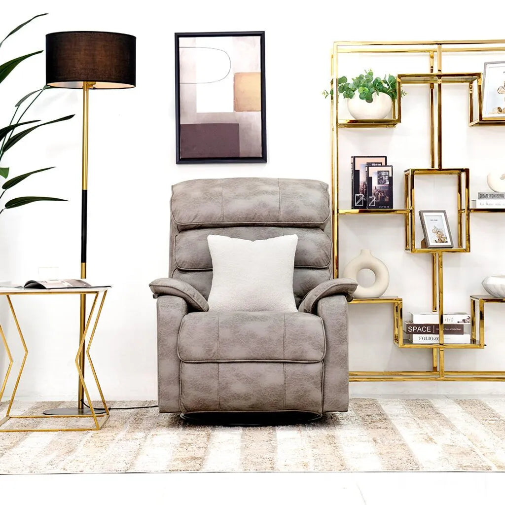 Recliner Sofa – Single Seater Fabric Recliner with Metal & Wood Frame | Soft Cushion Seating