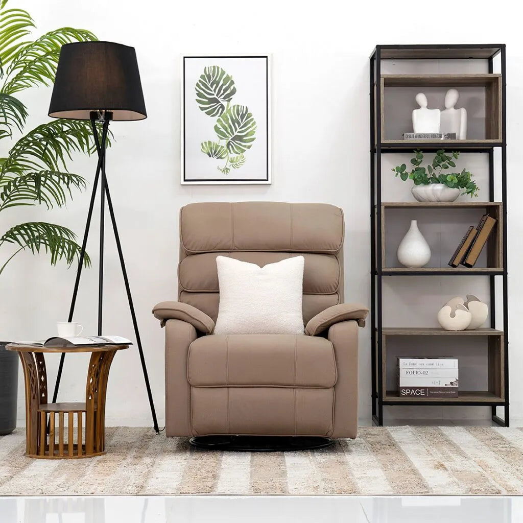 Recliner Sofa – Single Seater Fabric Recliner with Metal & Wood Frame | Soft Cushion Seating