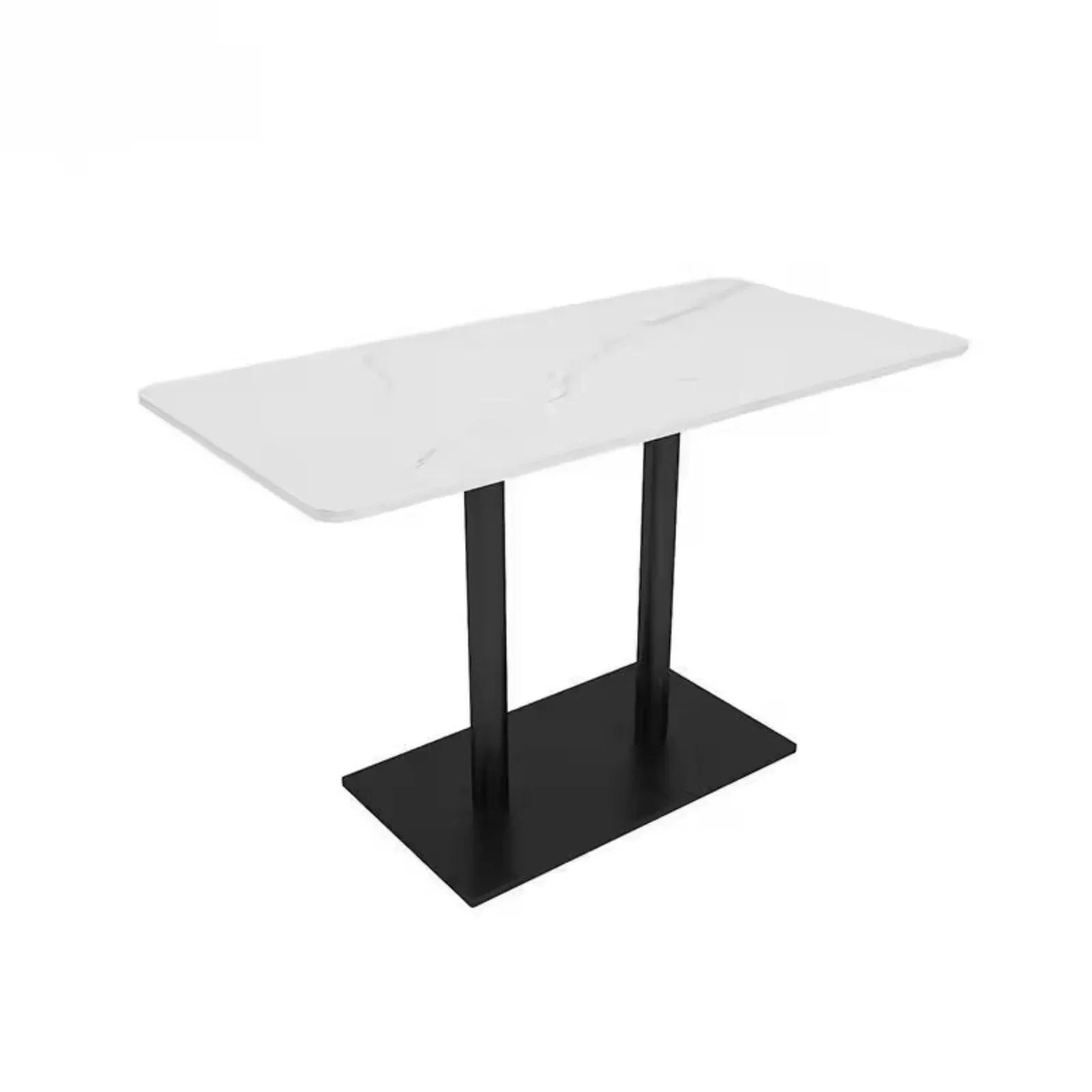 Rectangular Heavy Duty Metal Frame & Marble Top Restaurant Dining Table Modern Elegant Sturdy Table