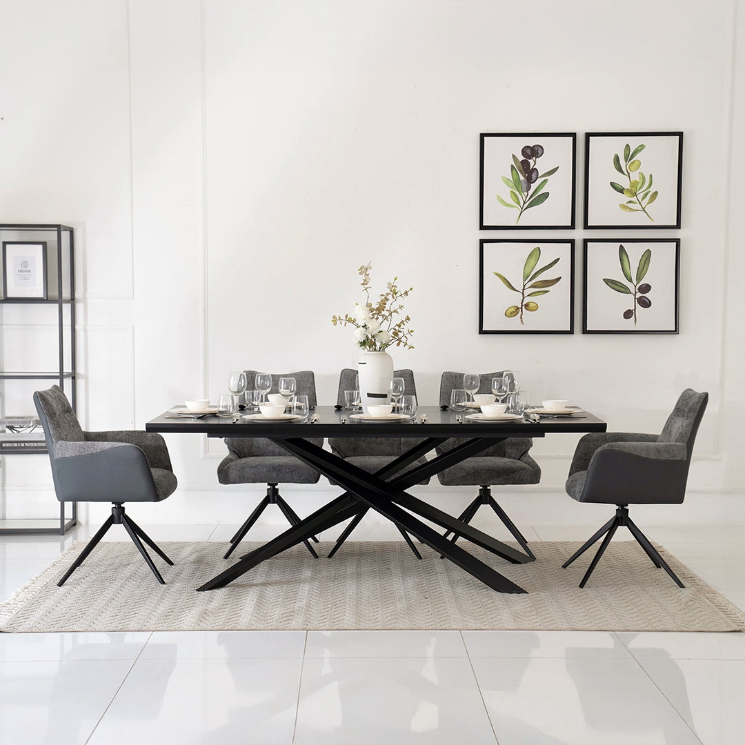 Elegant 8-Seater Dining Set – Black & Grey