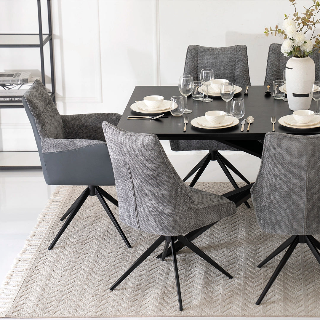Elegant 8-Seater Dining Set – Black & Grey