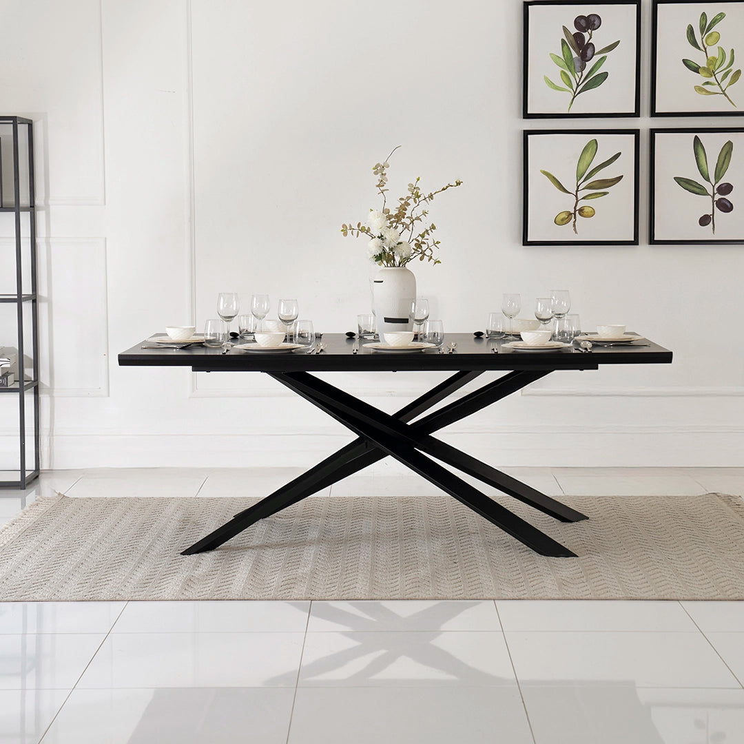Elegant 8-Seater Dining Set – Black & Grey