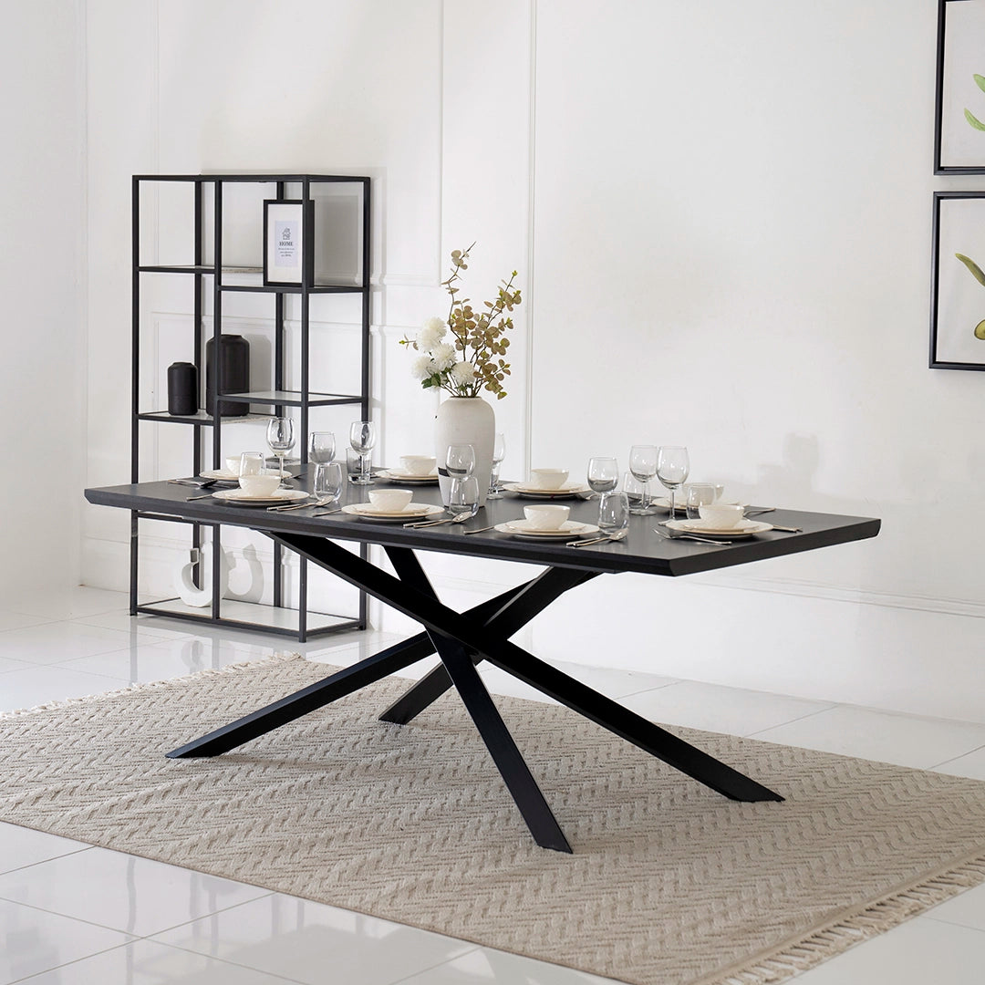 Elegant 8-Seater Dining Set – Black & Grey