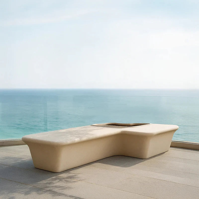 Outdoor/Indoor Beige Planter Box and Bench