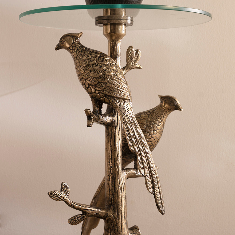 Elegant Design Accent Table with Glass Top – Antique Gold