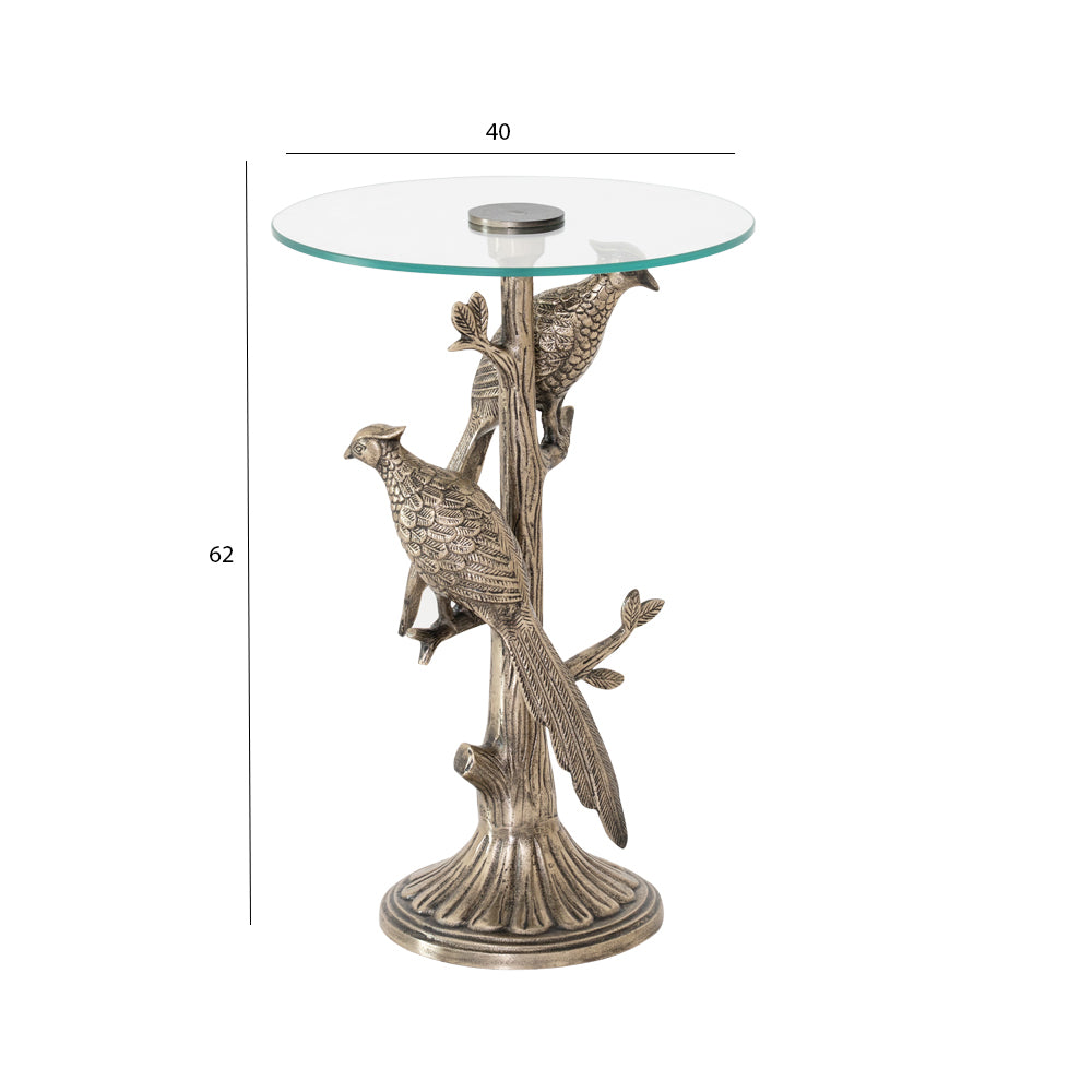 Elegant Design Accent Table with Glass Top – Antique Gold