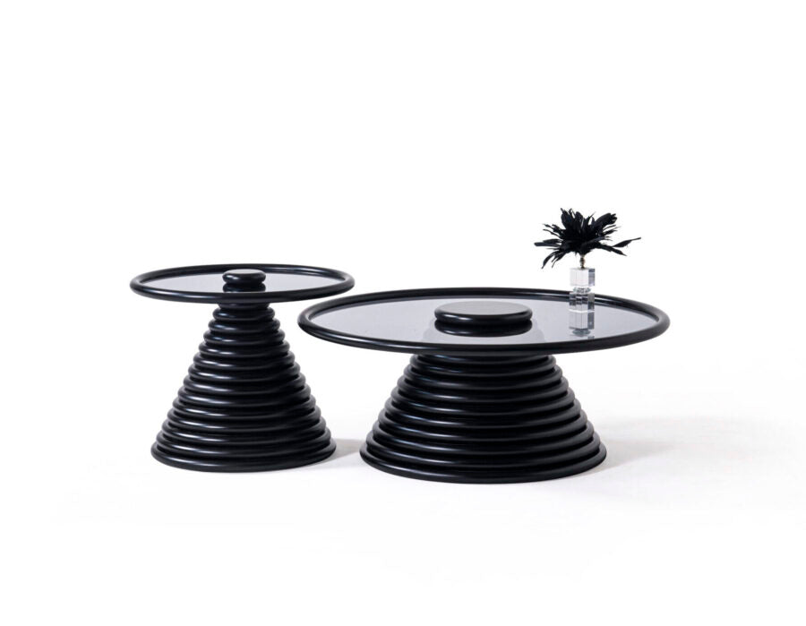 Cream Coffee Table Set – Tempered Glass & Painted Wood
