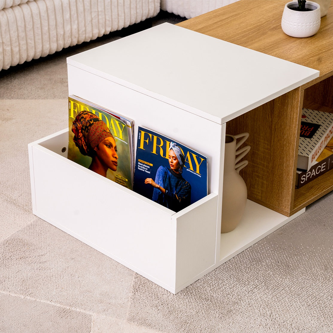 Modern Oak & White Coffee Table