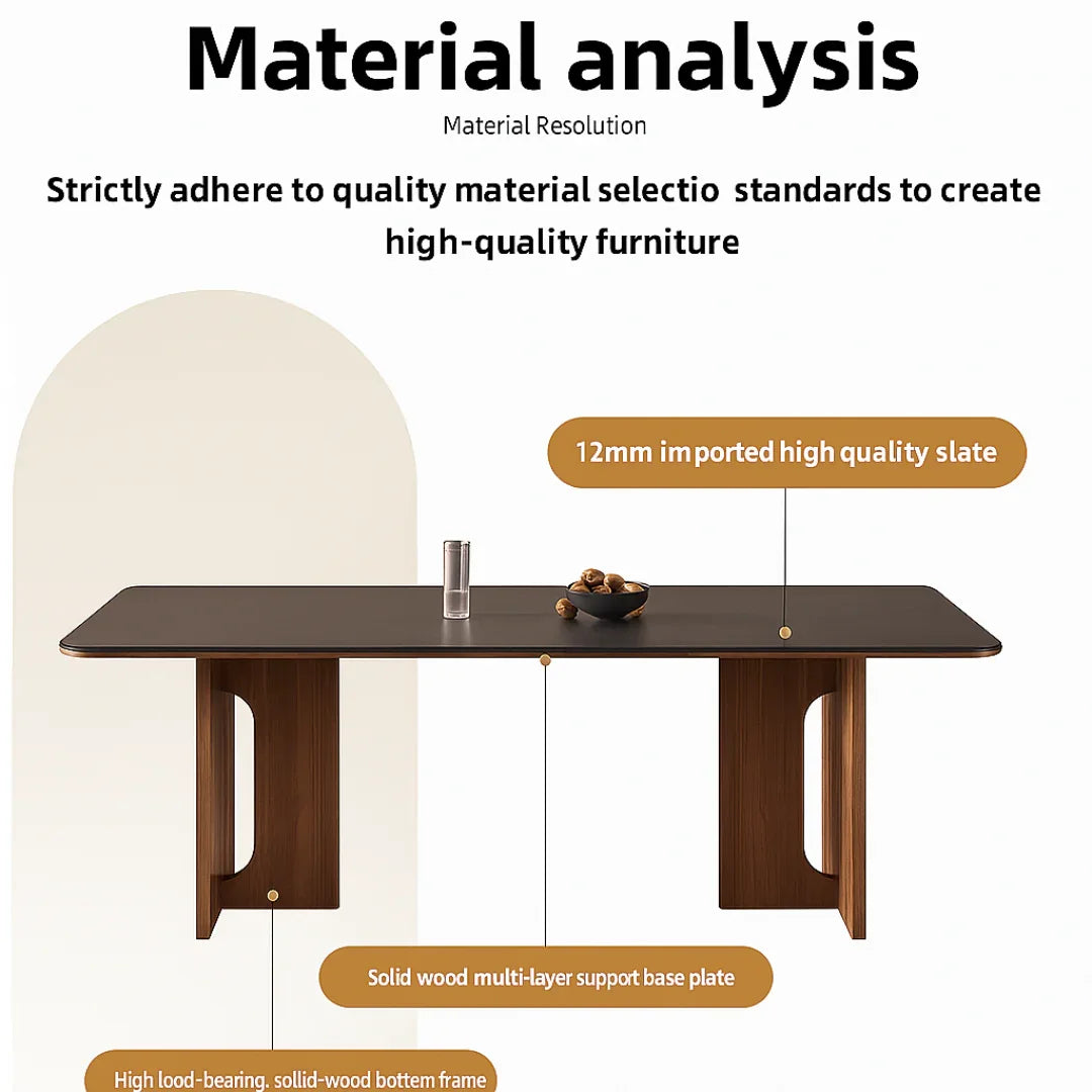 Modern Luxury 6 Seater Rock Slab Dining Table Set