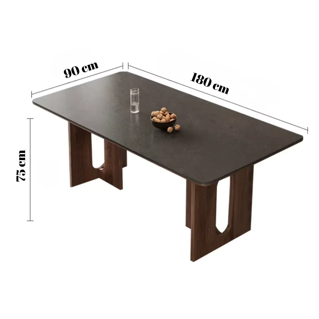 Modern Luxury 6 Seater Rock Slab Dining Table Set