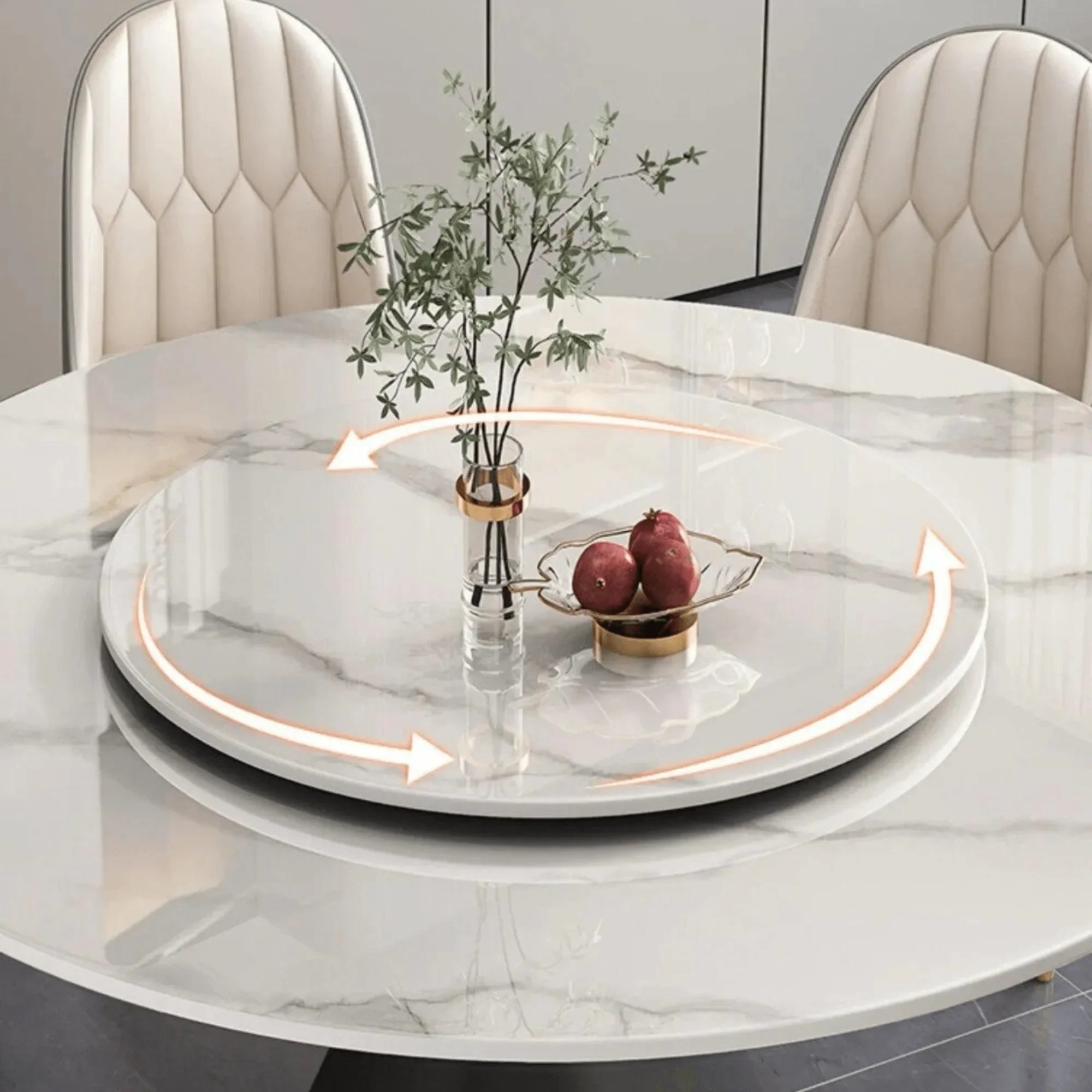 Luxury Round Modern Dining Table with Rotatable Top