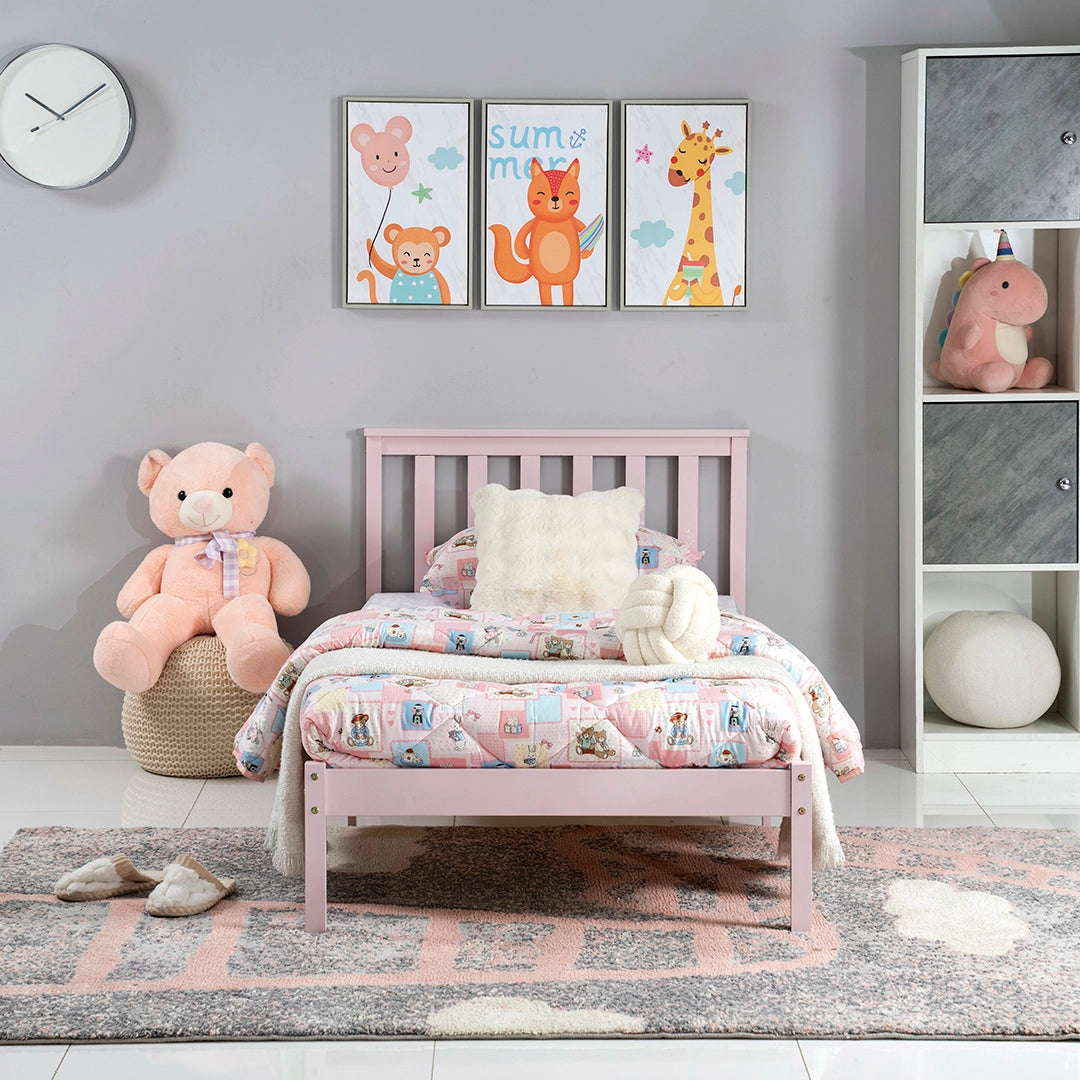 Kids Single Bed, Urban Style Painted Pinewood Bed