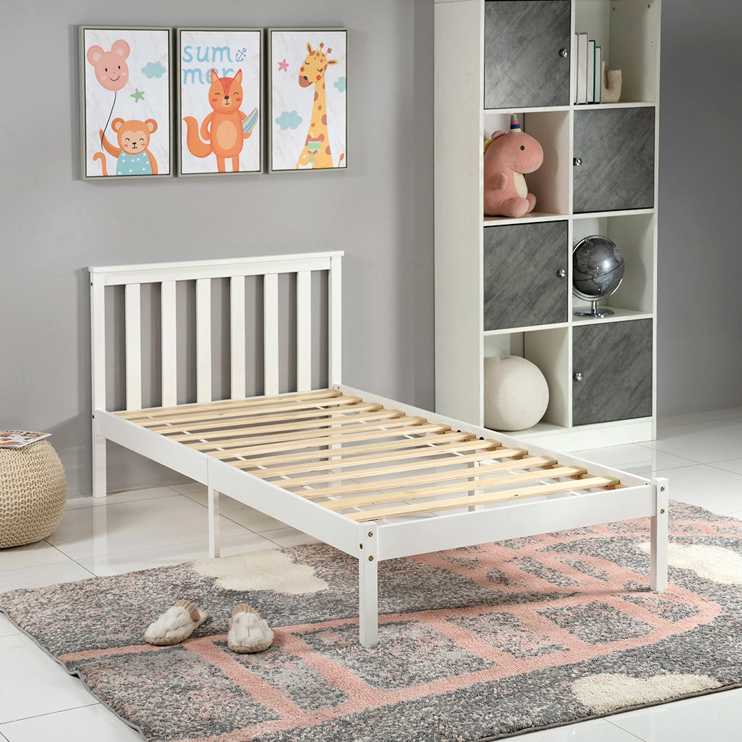 Kids Single Bed, Urban Style Painted Pinewood Bed