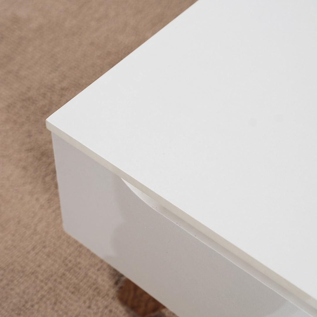 Coffee Table with 2 Storage Drawers - White & Oak Wooden