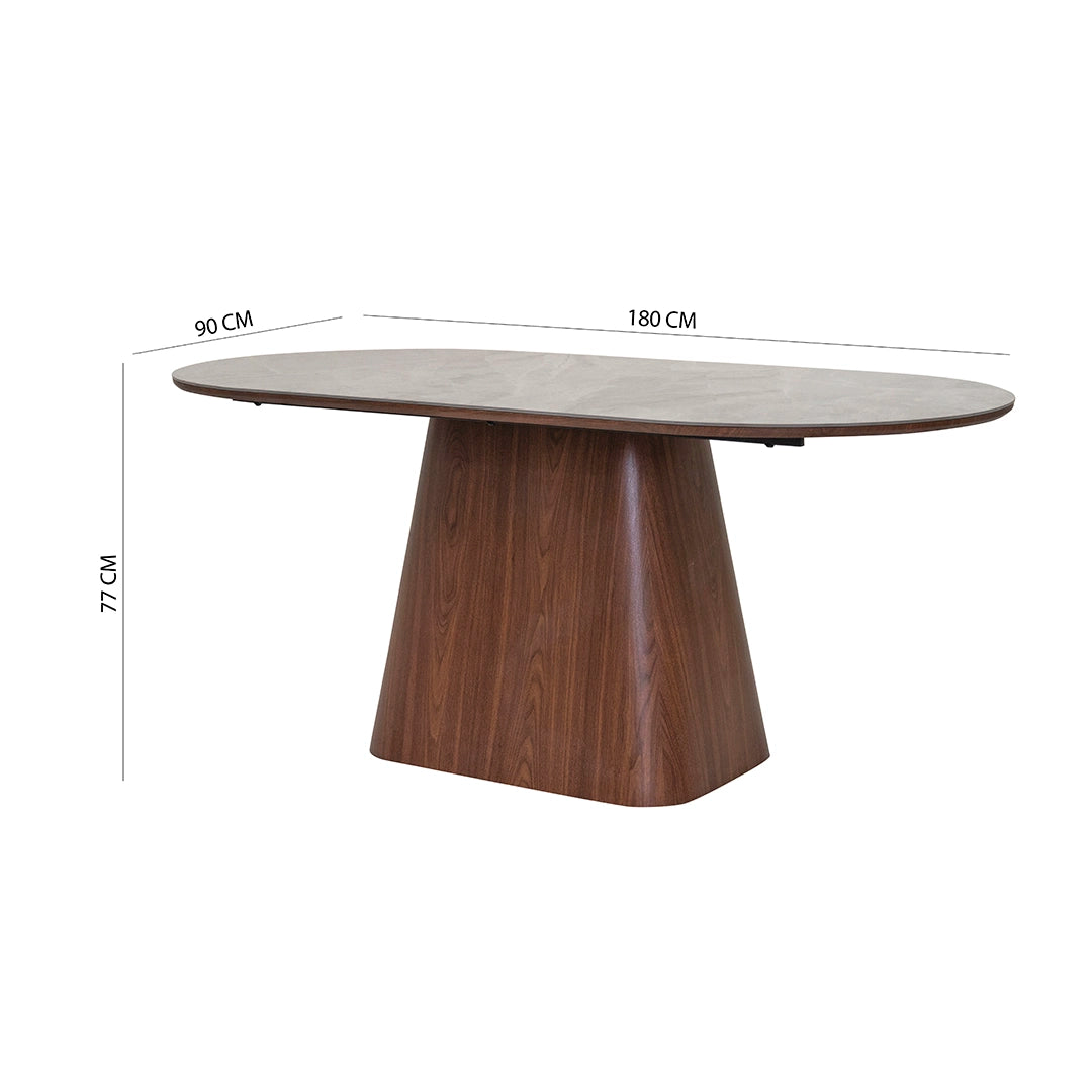 6-Seater Dining Set With Sintered Stone Top – Walnut & Grey