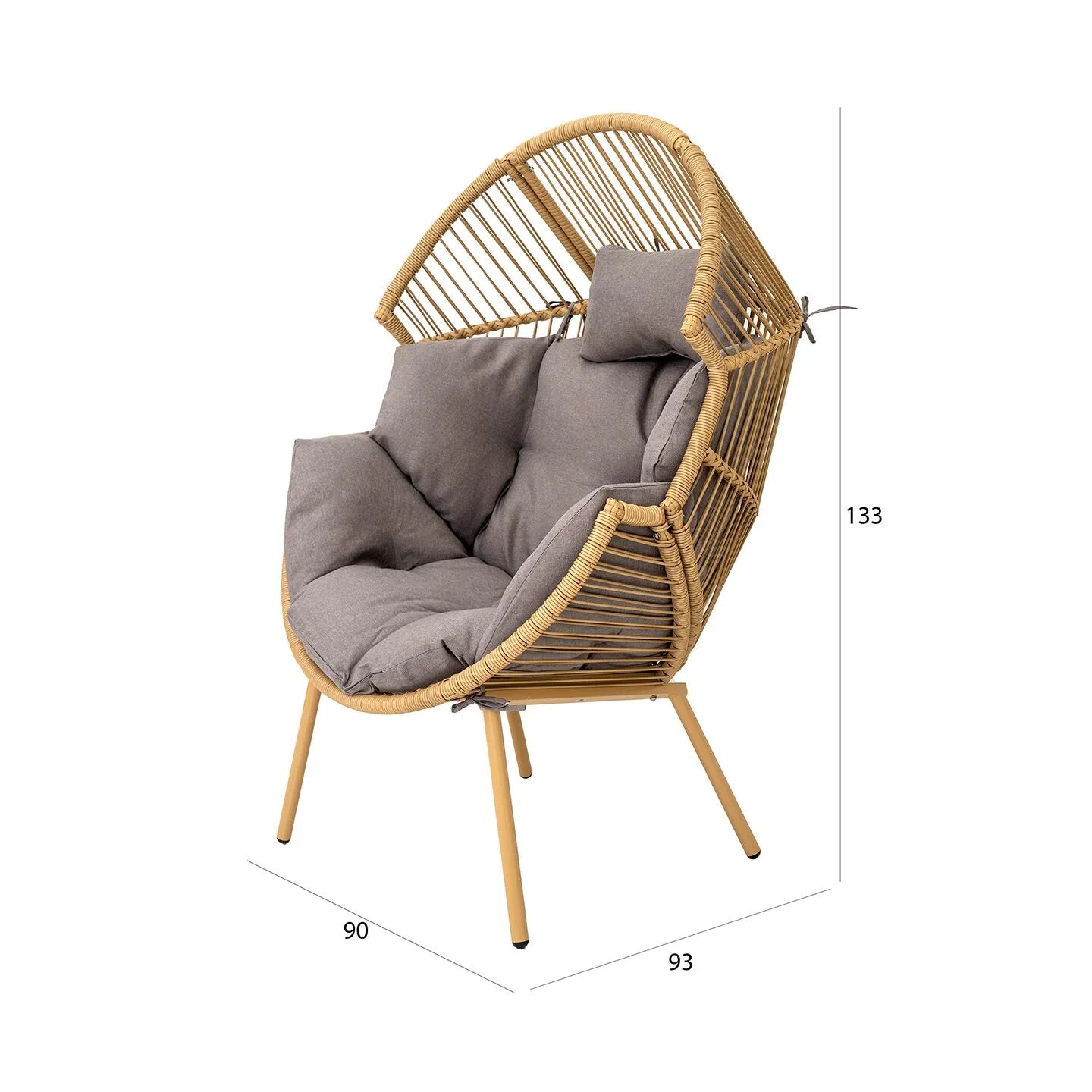 Outdoor Chair with Foot Stool – Grey & Beige