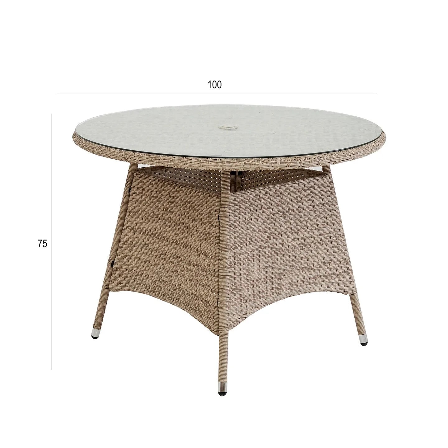 Metal & Faux Rattan 4 Seater Outdoor Dining Set – Round