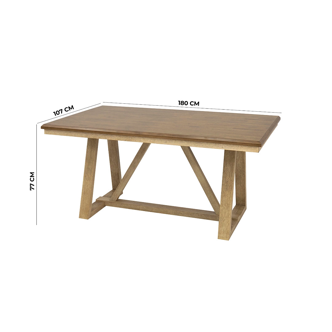 Solid Wood 6-Seater Dining Set – Oak & Peanut