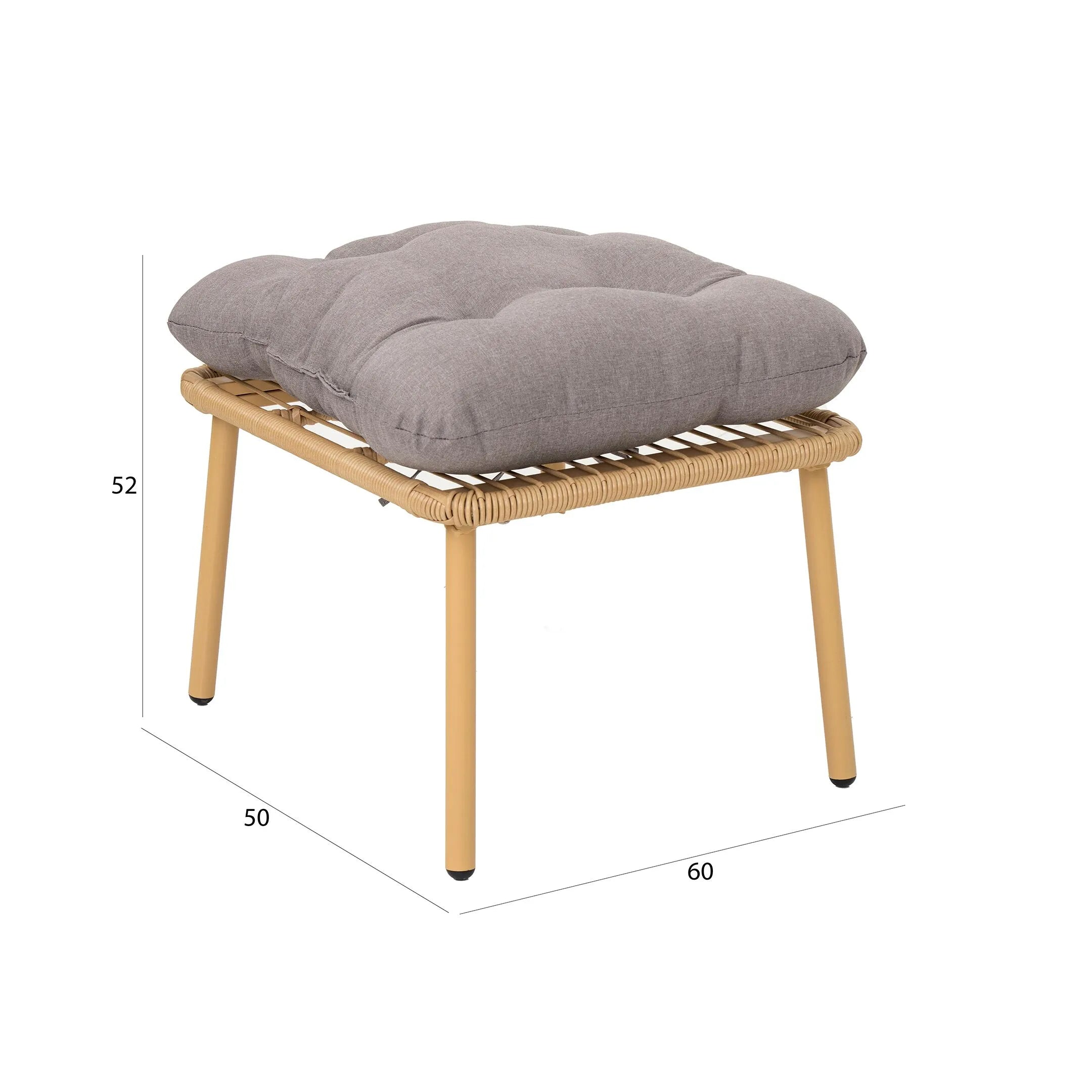 Outdoor Chair with Foot Stool – Grey & Beige