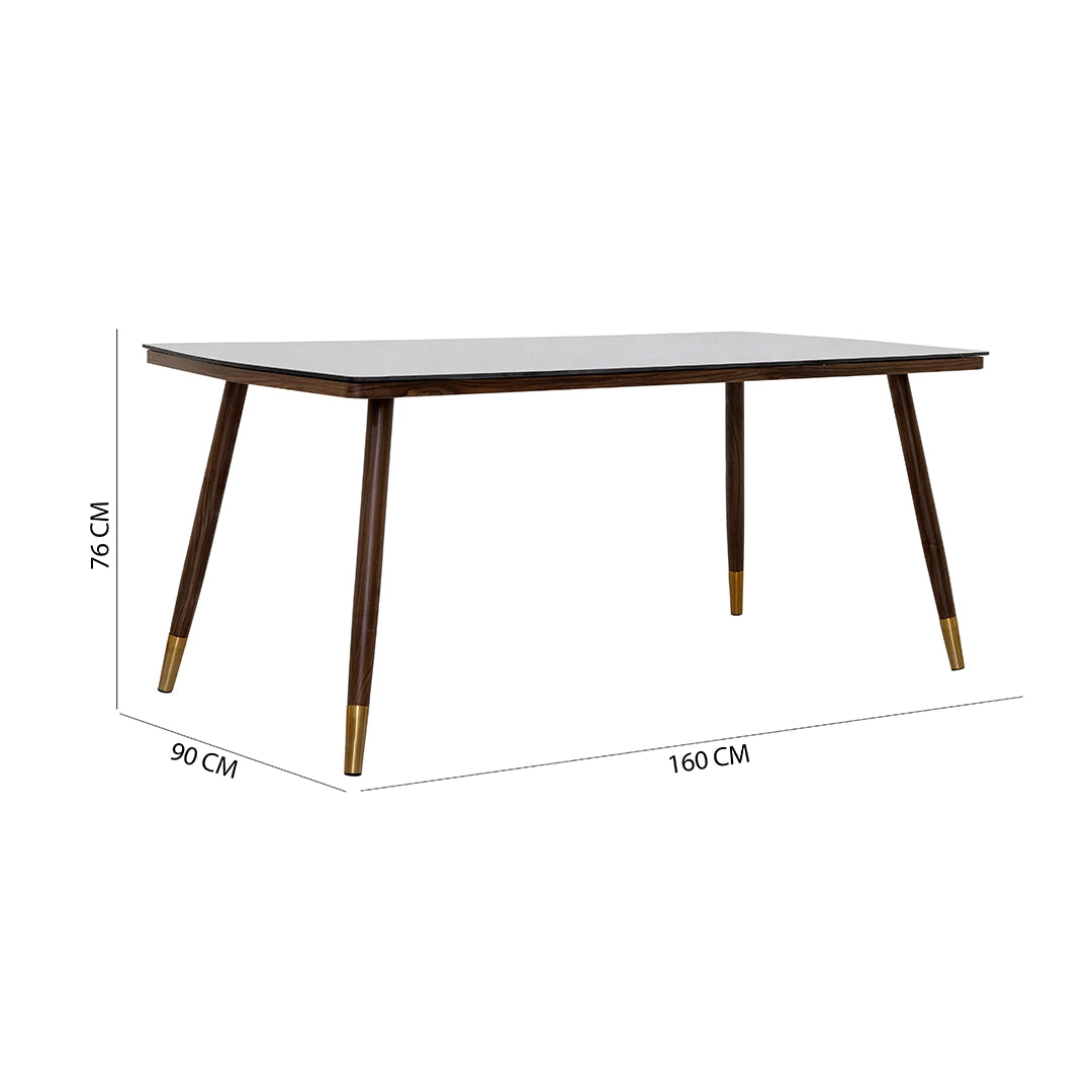 6-Seater Dining Set – Walnut & Black
