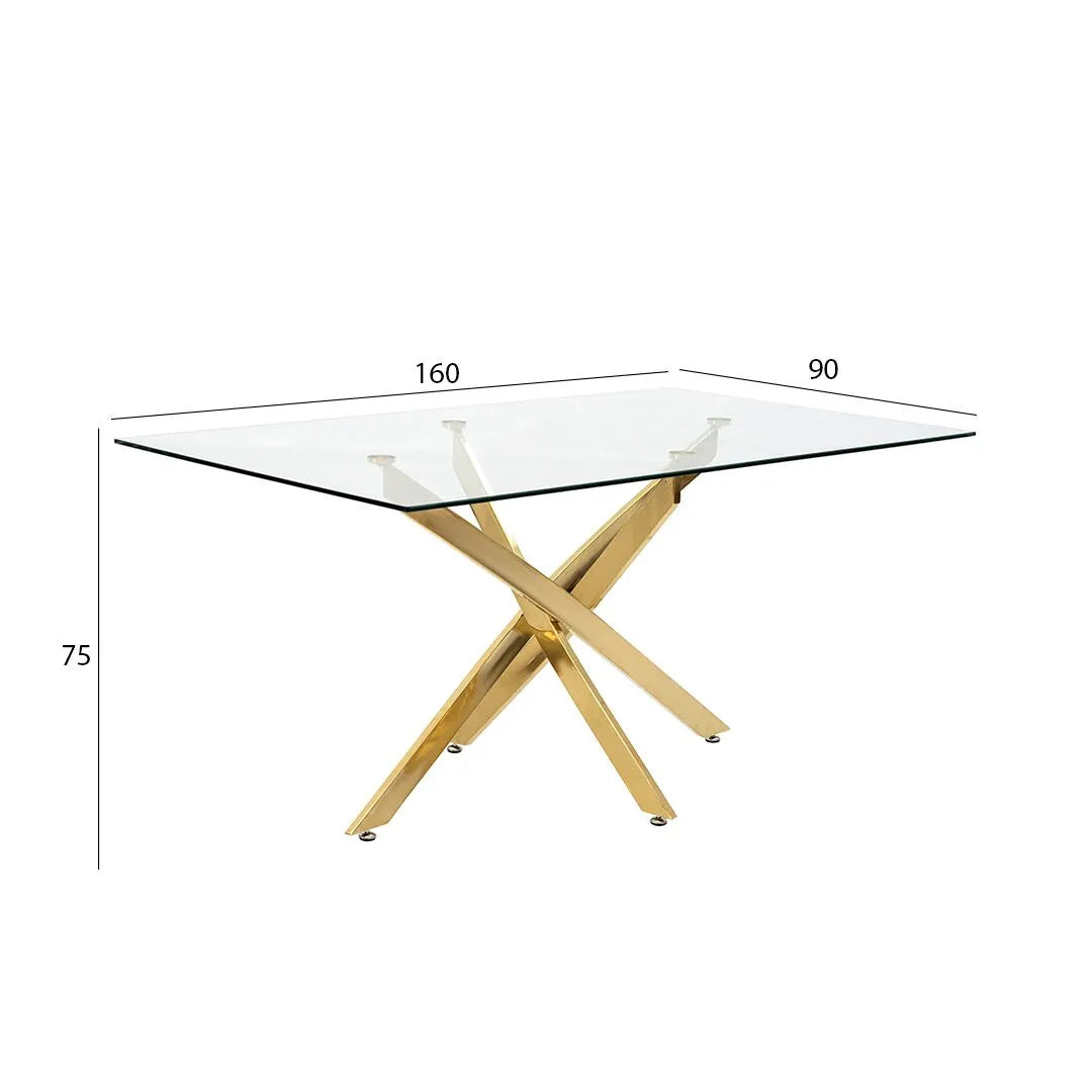 6-Seater Dining Set – Gold & Beige