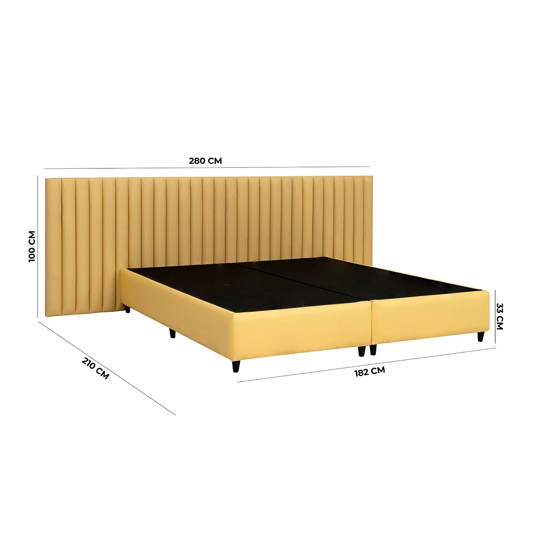 Modern King Size Bed with Mattress – 180×200 cm - Solid Wood And PU