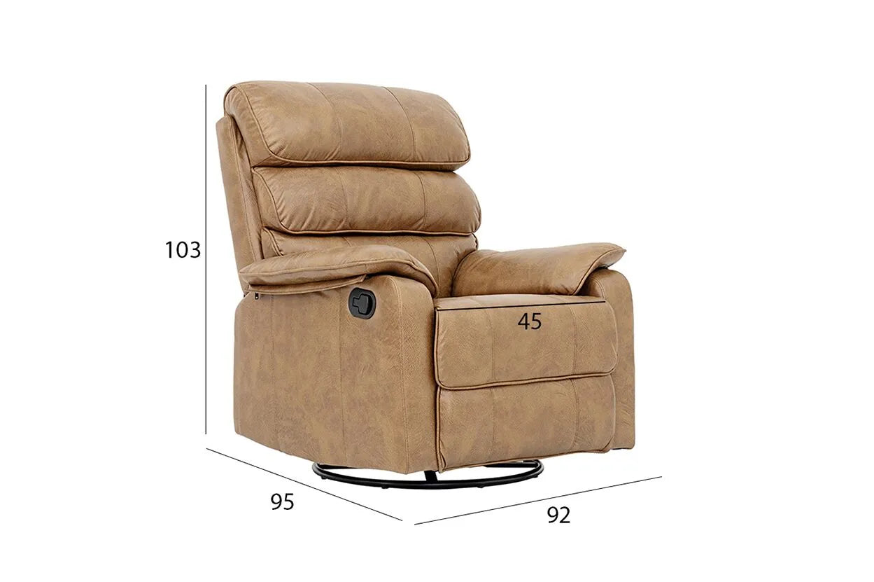 Recliner Sofa – Single Seater Fabric Recliner with Metal & Wood Frame | Soft Cushion Seating