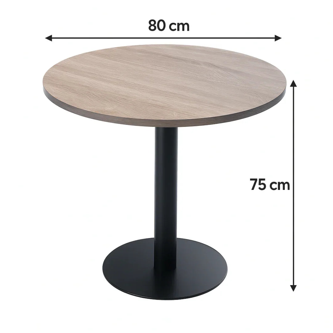 Round Dining Table Space-Saving Design with Metal Base for Living Room, Restaurant, Café