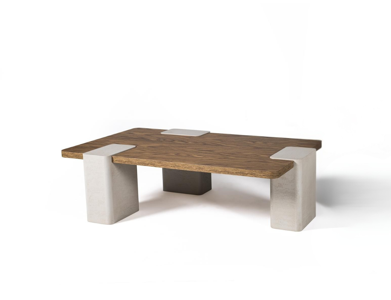 Travertine Coffee Table – Faux Travertine & Wood Veneer (144 x 88 cm)