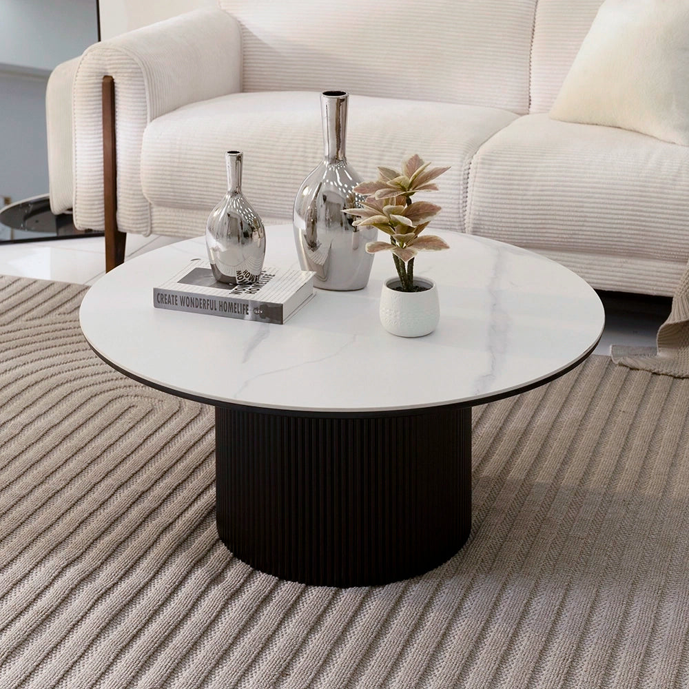 Round Coffee Table – Black & Off White
