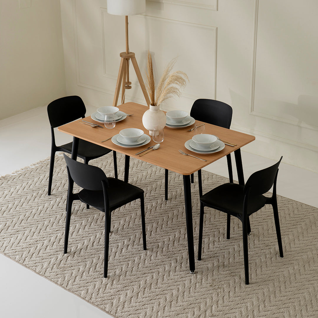 4-Seater Dining Set (Oak & Black)