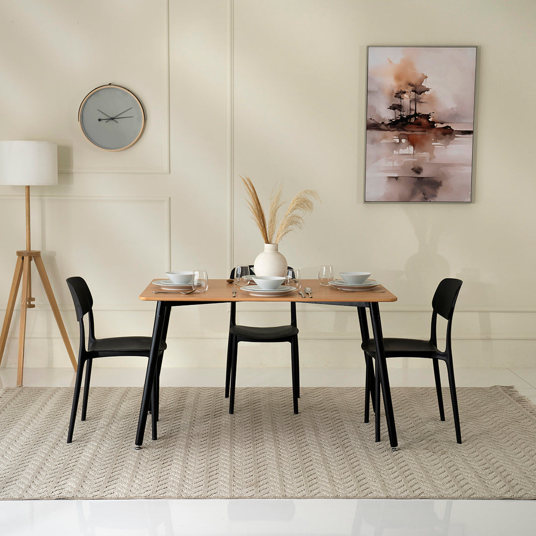 4-Seater Dining Set (Oak & Black)