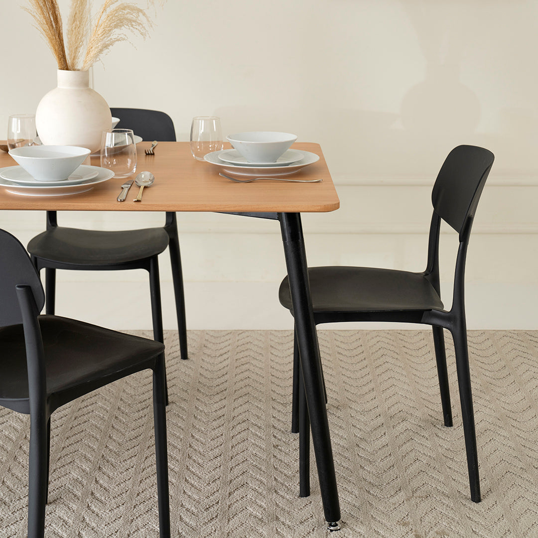 4-Seater Dining Set (Oak & Black)