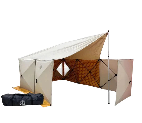 Outdoor Canvas Cotton Pop up Quick-Set Instant Pop up Cabin Gazebo Screen Tent House Windbreaker with Tarp