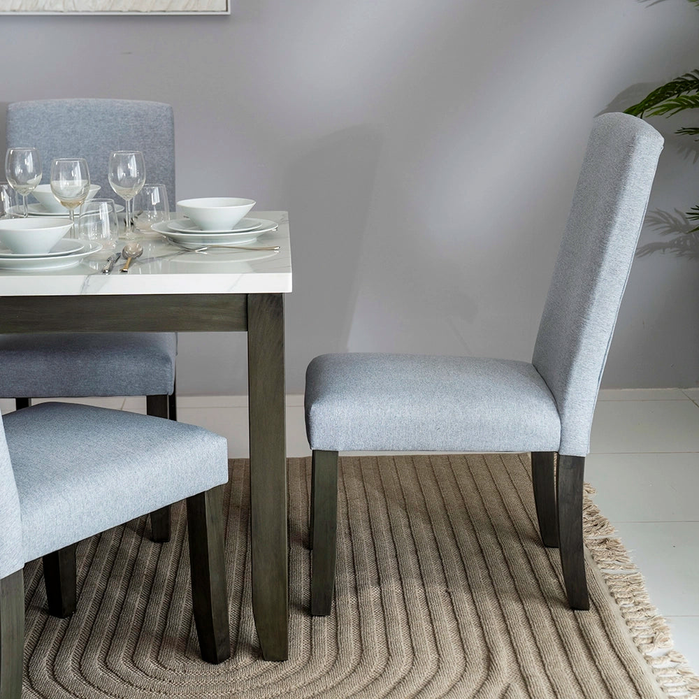 6-Seater Dining Set – White & Antique Grey