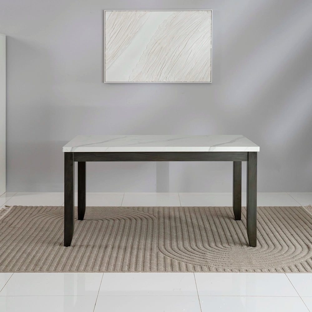 6-Seater Dining Set – White & Antique Grey