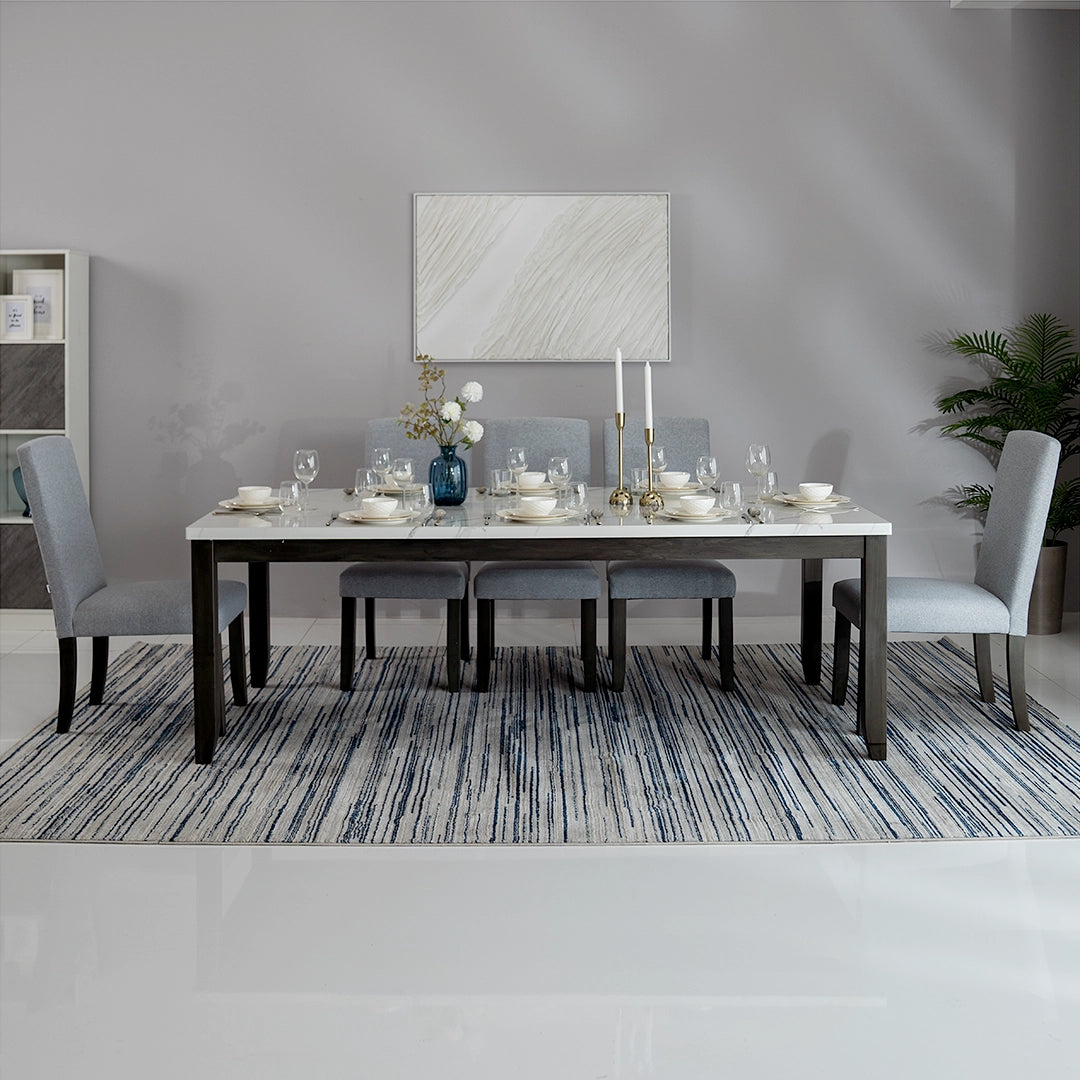 Luxury 8-Seater Dining Set – White & Antique Grey
