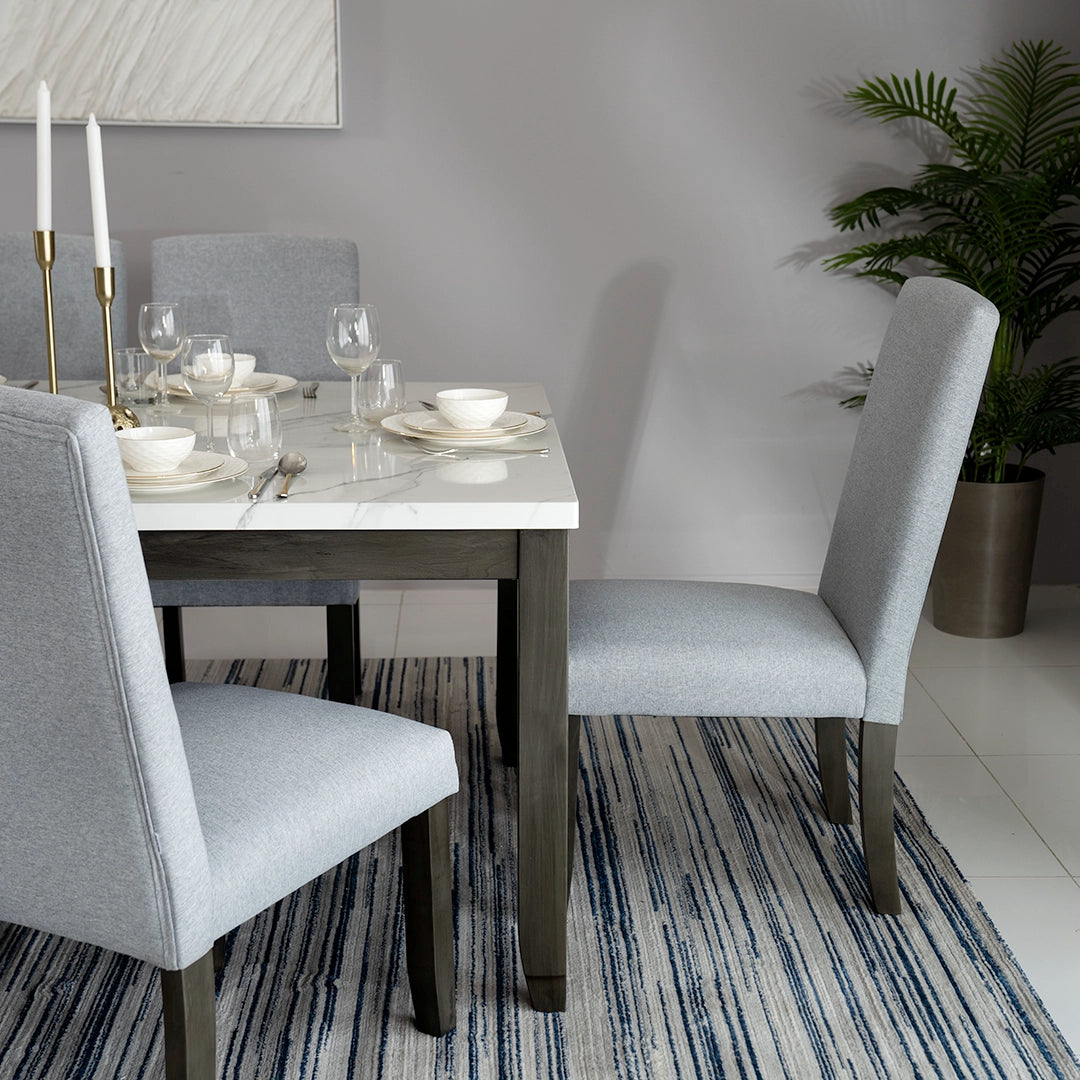Luxury 8-Seater Dining Set – White & Antique Grey