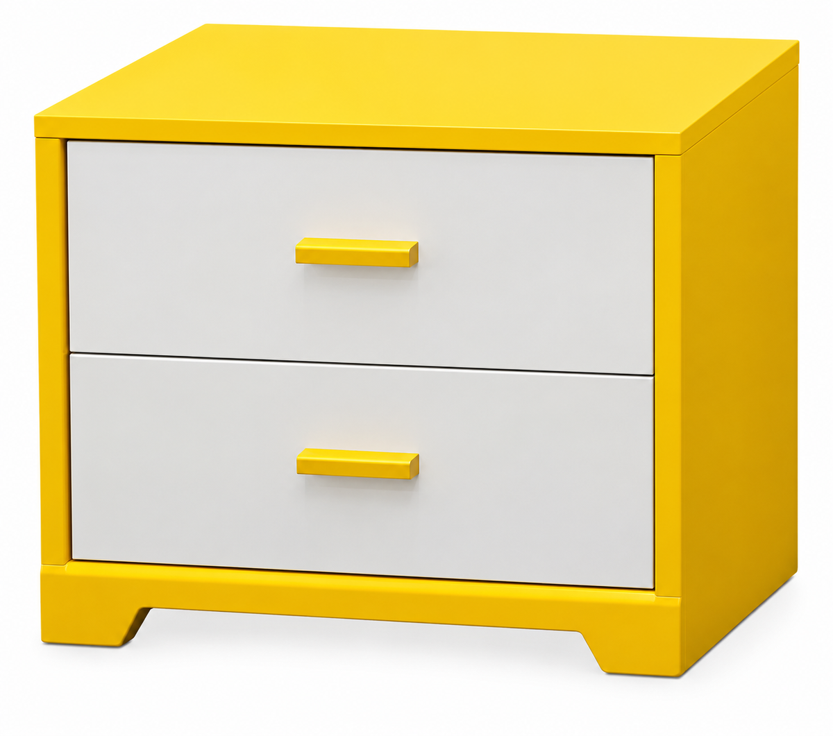 Modern Yellow & White Two-Drawer Bedside Table