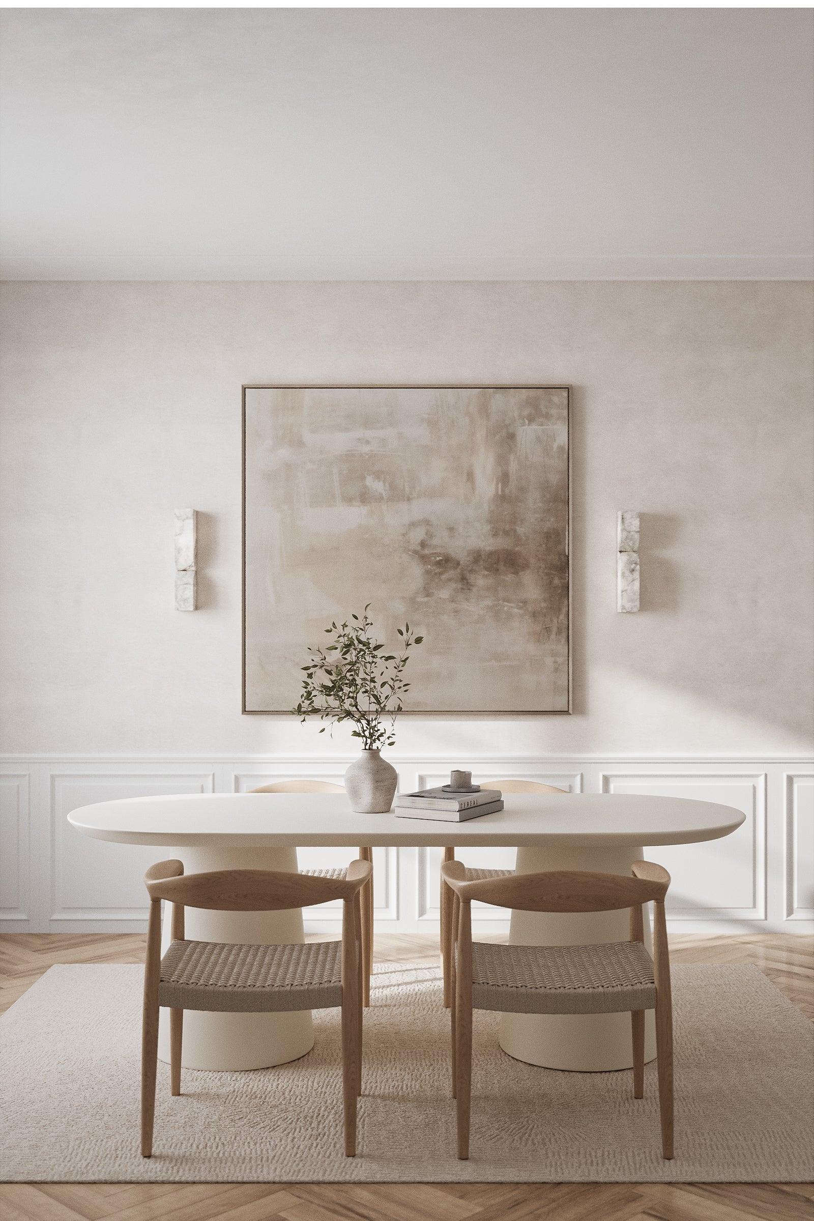 Elegant Off White Concrete Dining Table