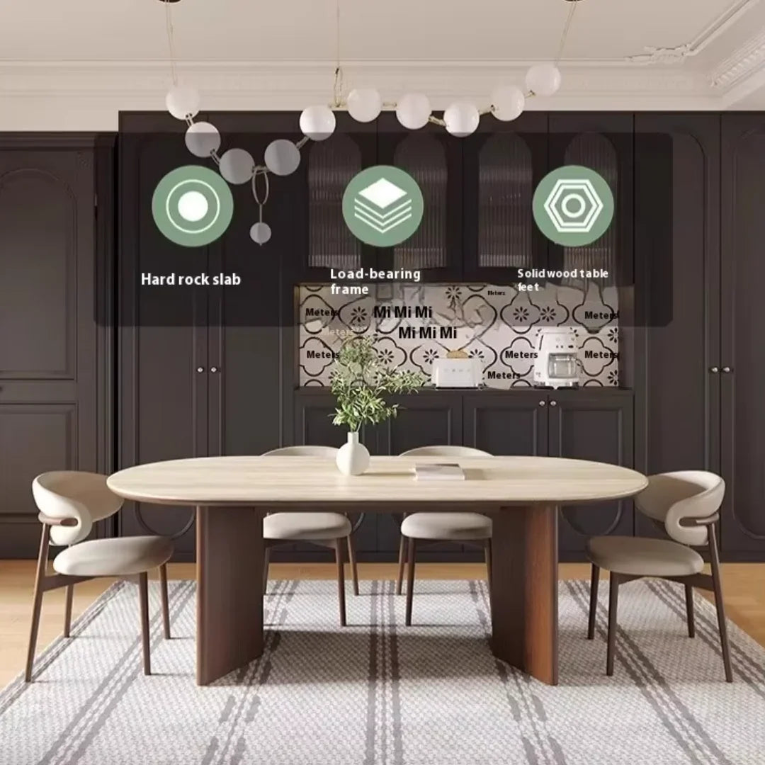 Harmony 6 Seater Dining Table Set with Limestone Top