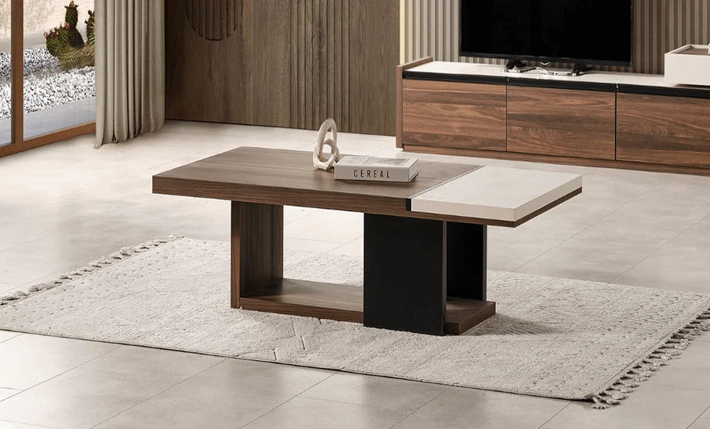 Wooden Coffee Table – Beige & Brown