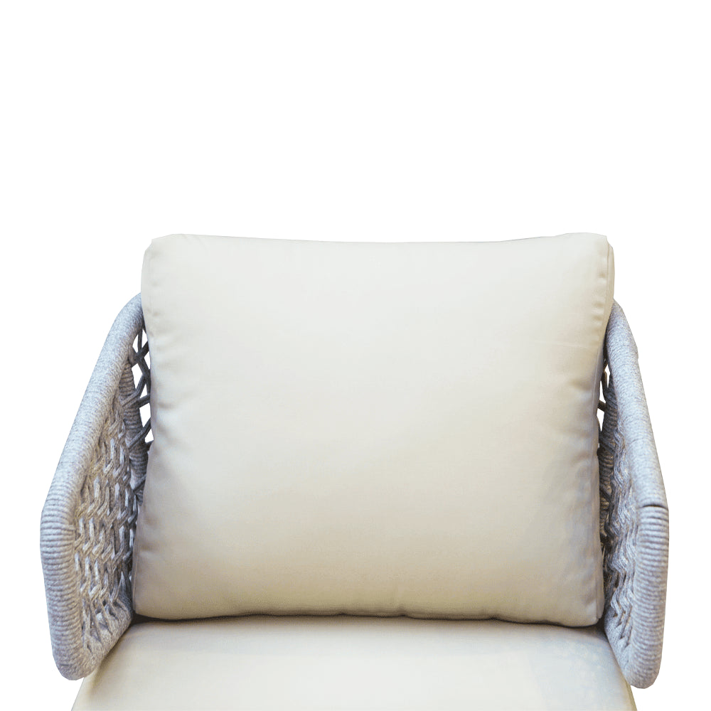 Swin Wood Color Aluminum Frame Outdoor Daybed with Off-White Cushions | Luxury Patio & Garden Lounger