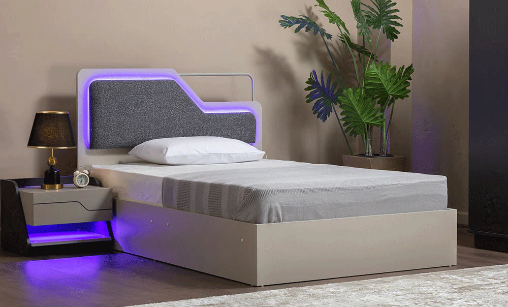 4 Pics Wooden Teens Bedroom Set - White & Gray