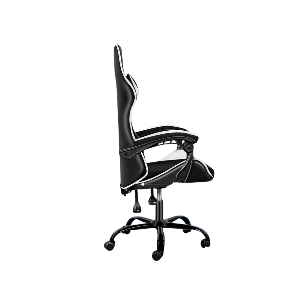 Ergonomic White & Black Gaming Chair with Adjustable Backrest, Lumbar Support, and 360° Swivel - Comfortable PU Leather Racing Chair-GCC Home Center