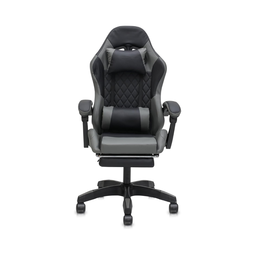 Ergonomic White Gaming Racing Chair with Adjustable Backrest & Footrest - Comfortable Faux Leather High-Back Design-GCC Home Center