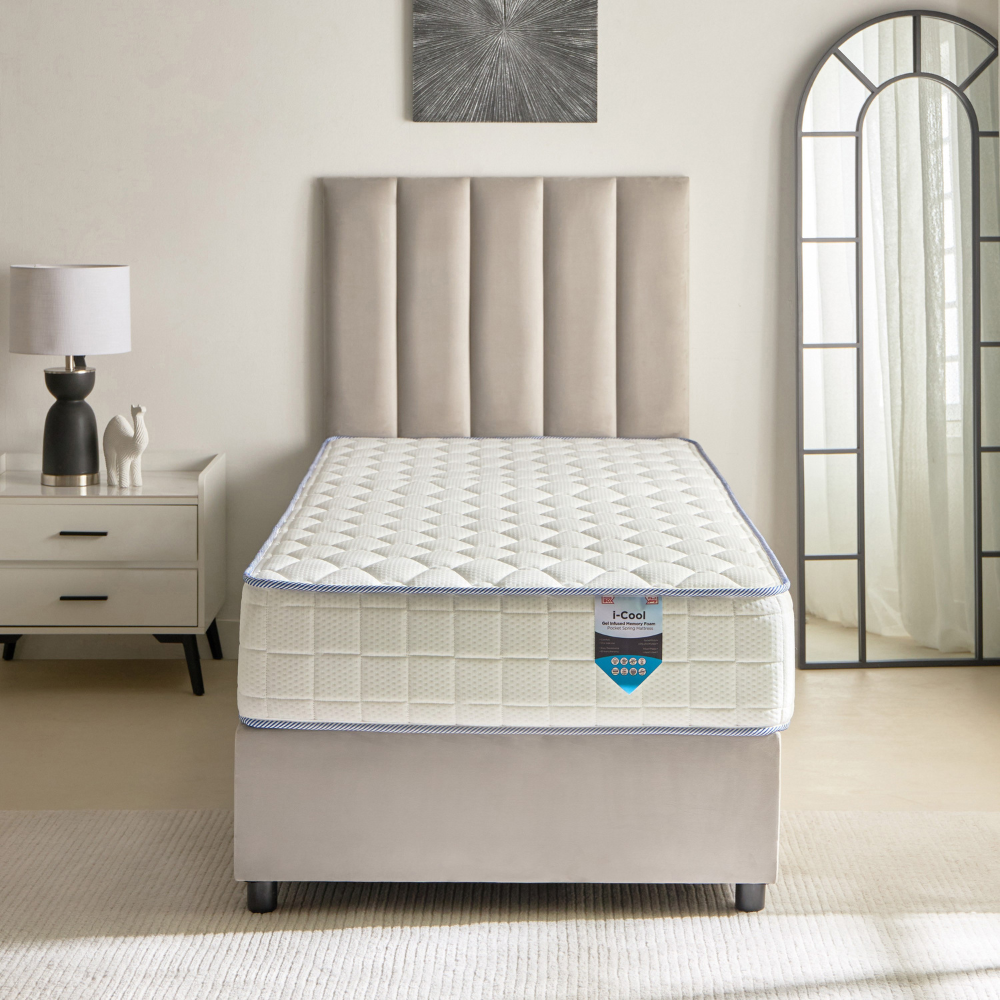 Medium-Firm Gel-Infused Memory Foam Mattress with Pocket Springs – Twin Size (120x200 cm), 10-Year Warranty-GCC Home Center