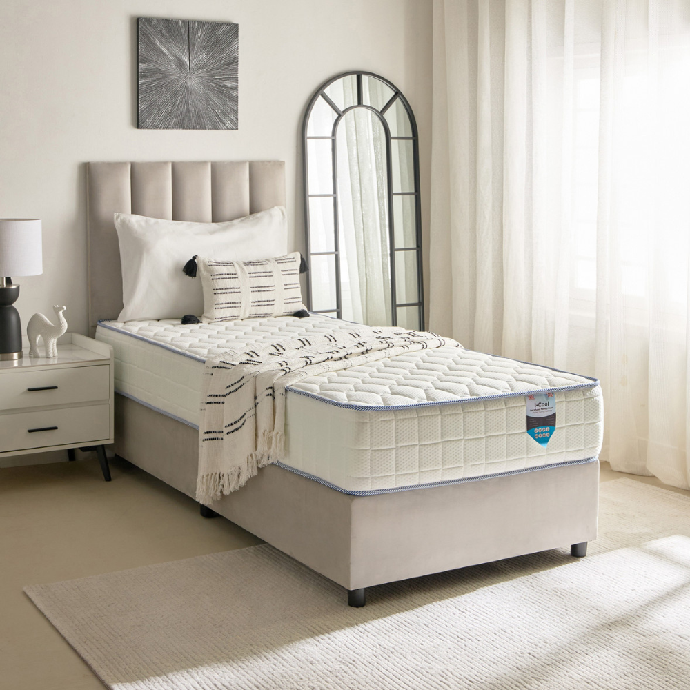Medium-Firm Gel-Infused Memory Foam Mattress with Pocket Springs – Twin Size (120x200 cm), 10-Year Warranty-GCC Home Center