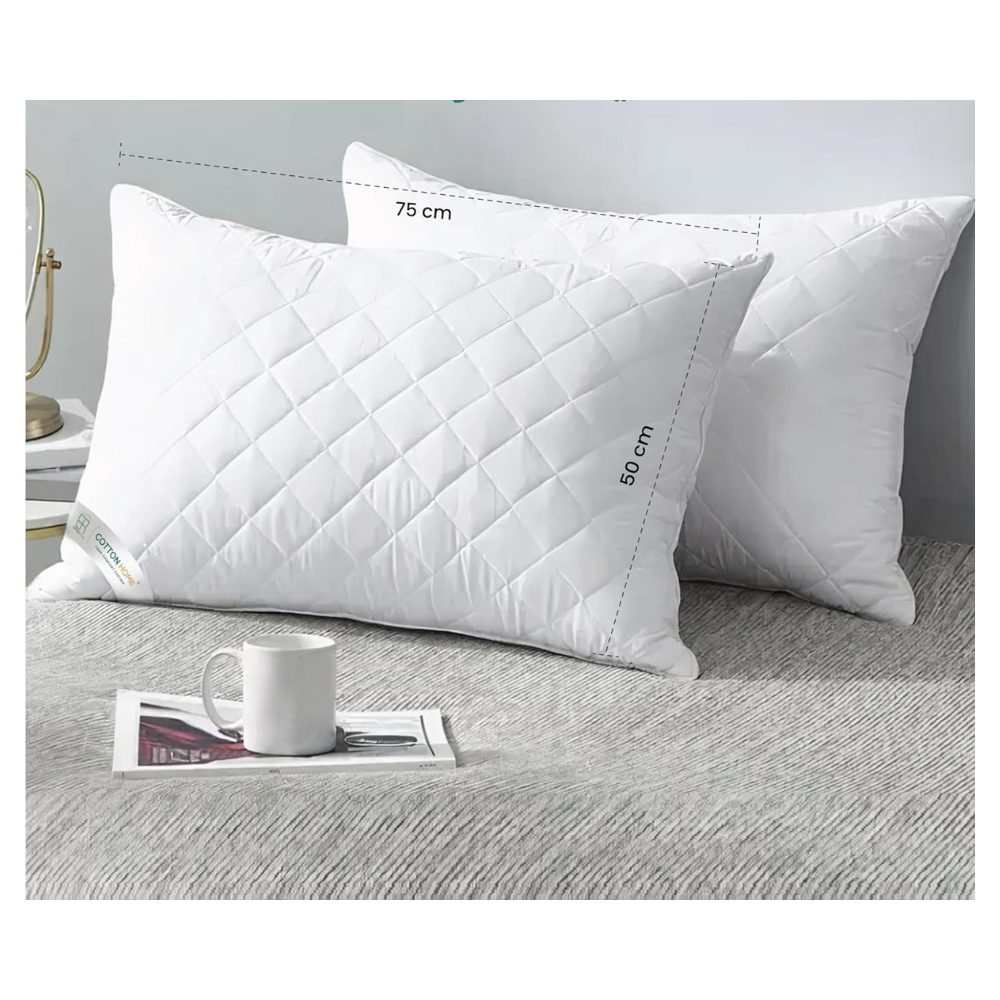 Luxury Hotel-Quality Polyester Bed Pillow – 900gm, Diamond Quilted (50cm x 75cm) | Ultra-Soft & Breathable for Supreme Comfort-GCC Home Center